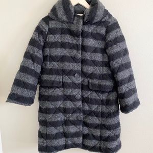 Dot and Stripe Wool Puffer Coat
